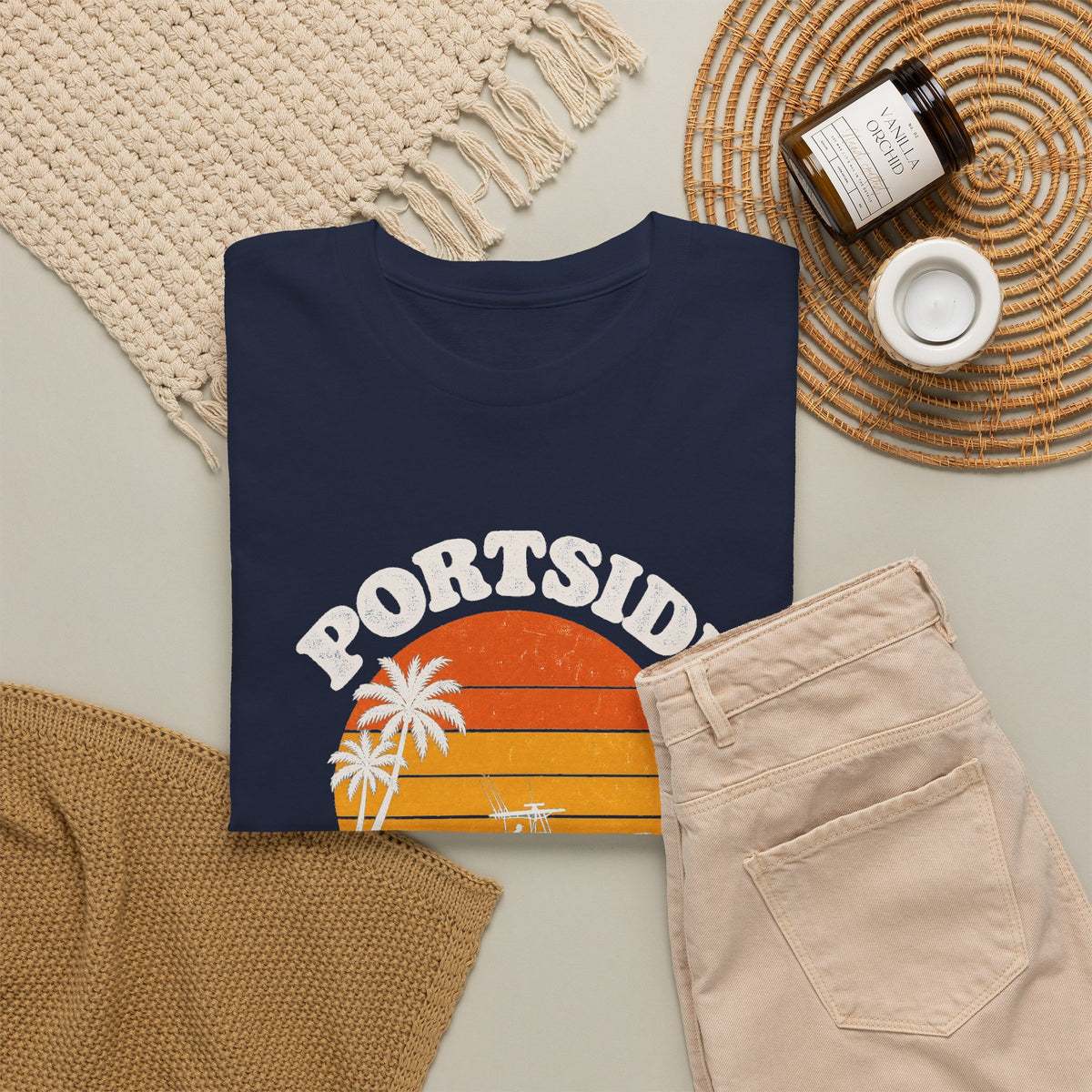 Portside Newport Harbor Sunset Heavy Cotton Tee