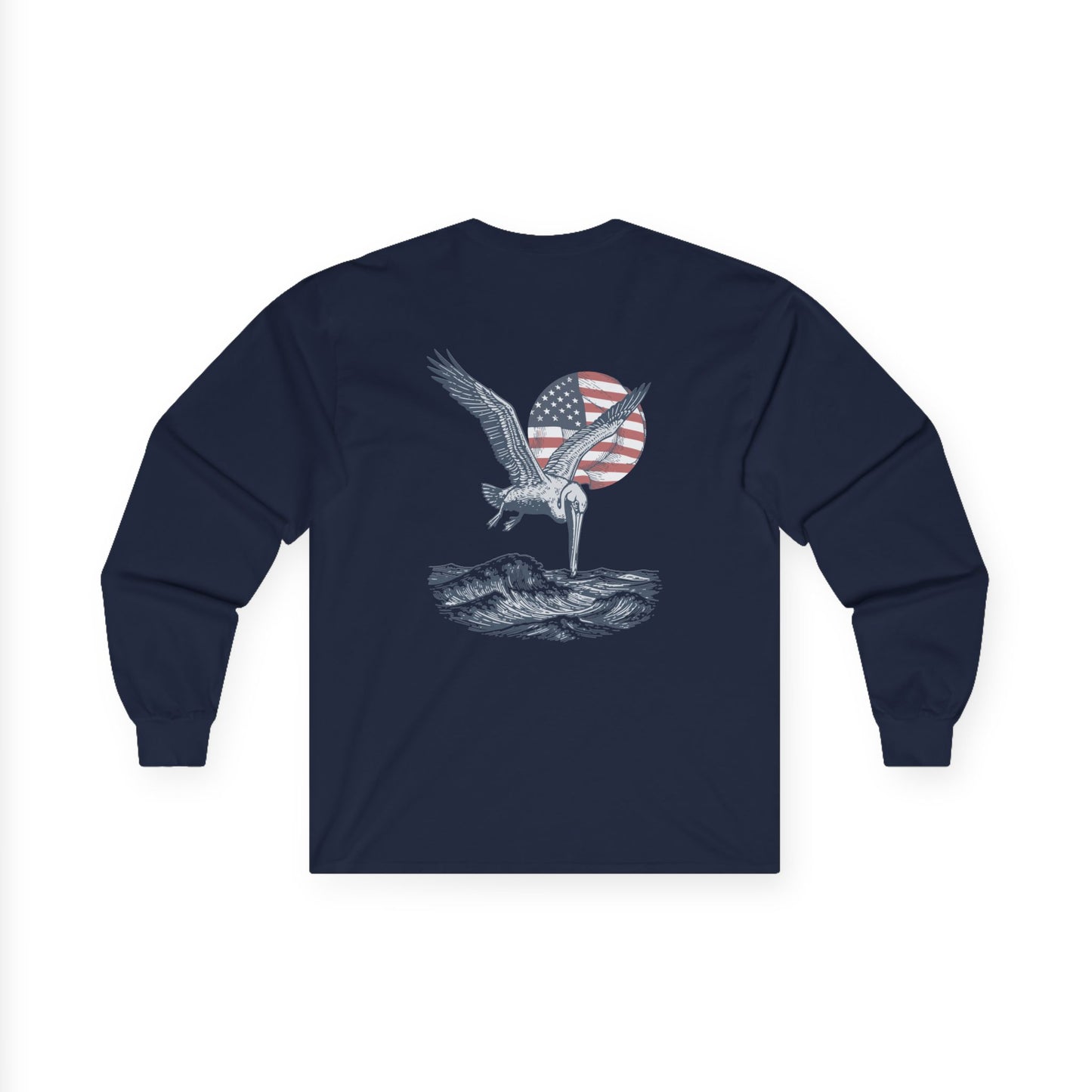Patriotic Pelican Heavy Cotton Long Sleeve