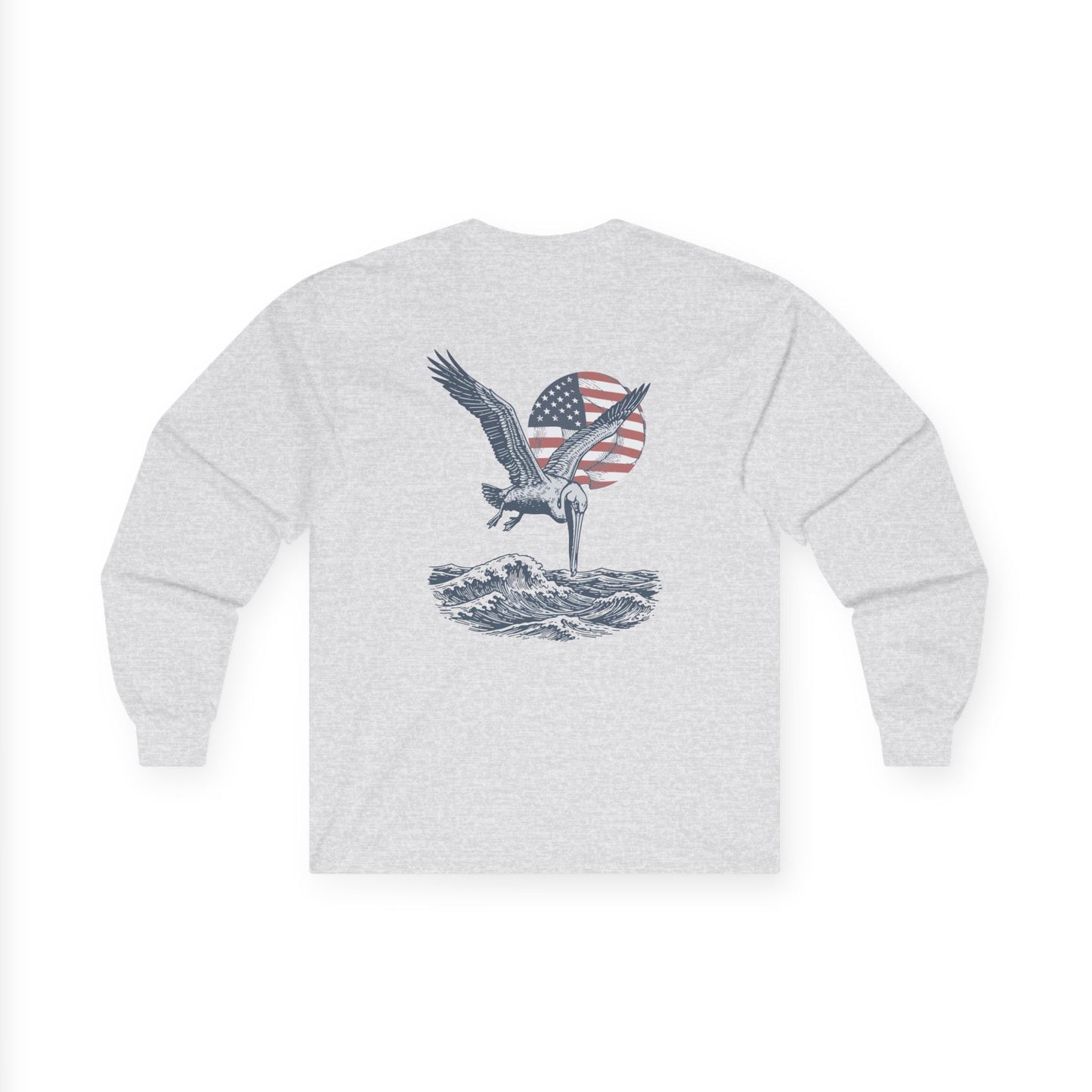 Patriotic Pelican Heavy Cotton Long Sleeve