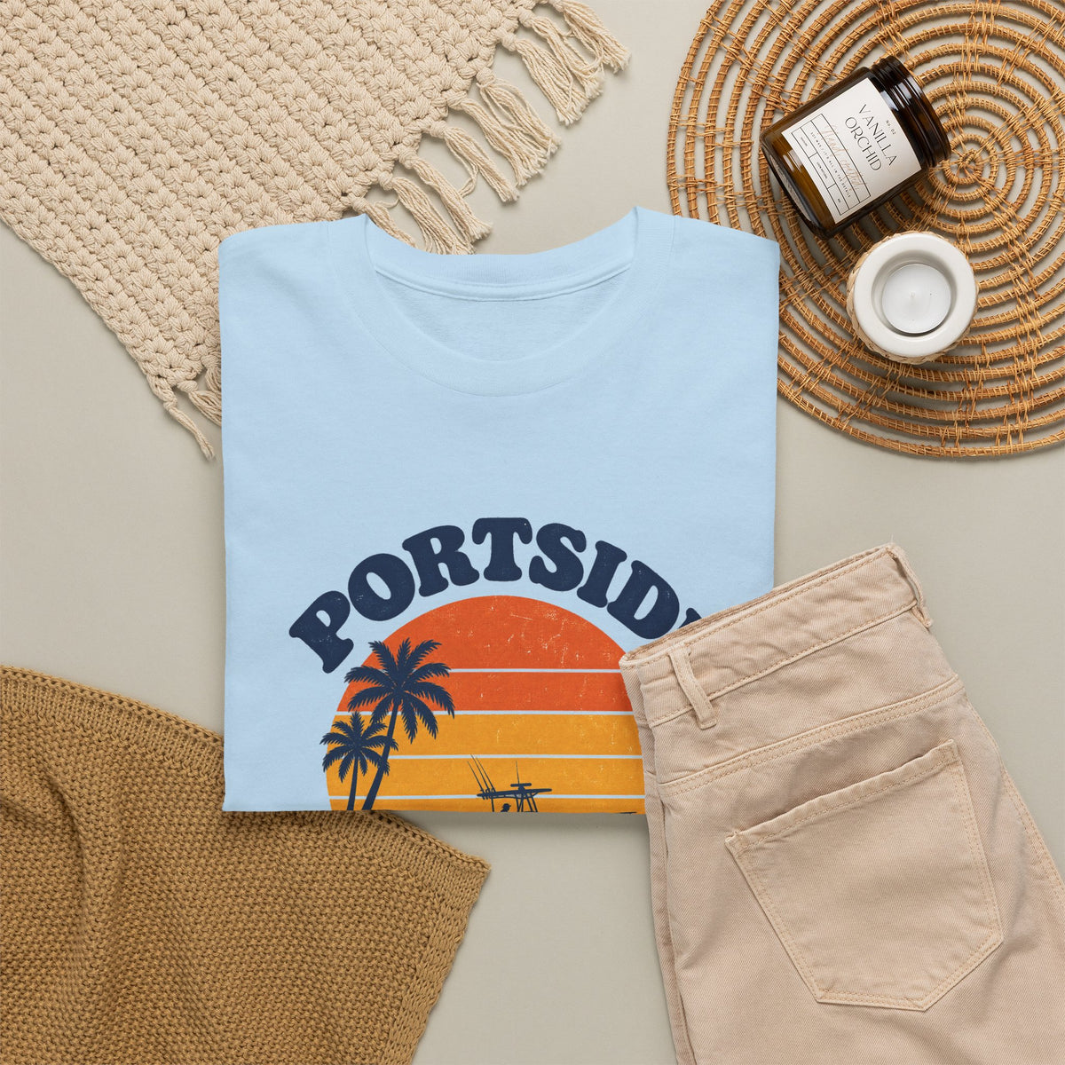 Portside Newport Harbor Sunset Heavy Cotton Tee