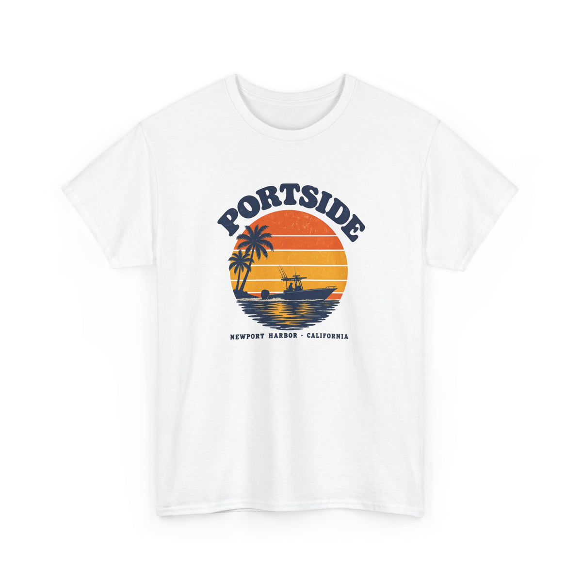 Portside Newport Harbor Sunset Heavy Cotton Tee