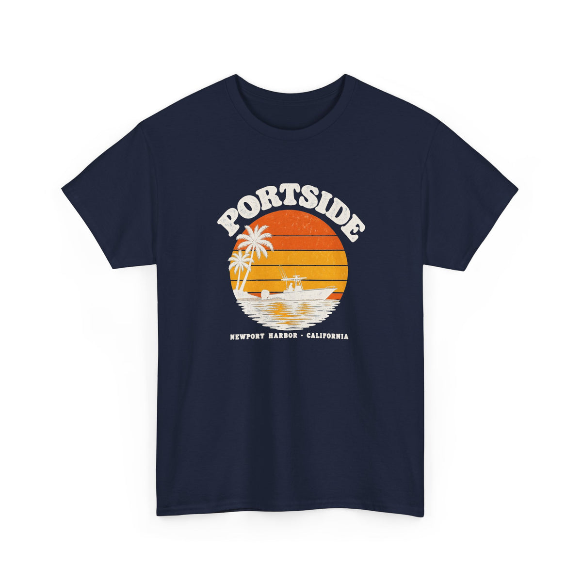 Portside Newport Harbor Sunset Heavy Cotton Tee