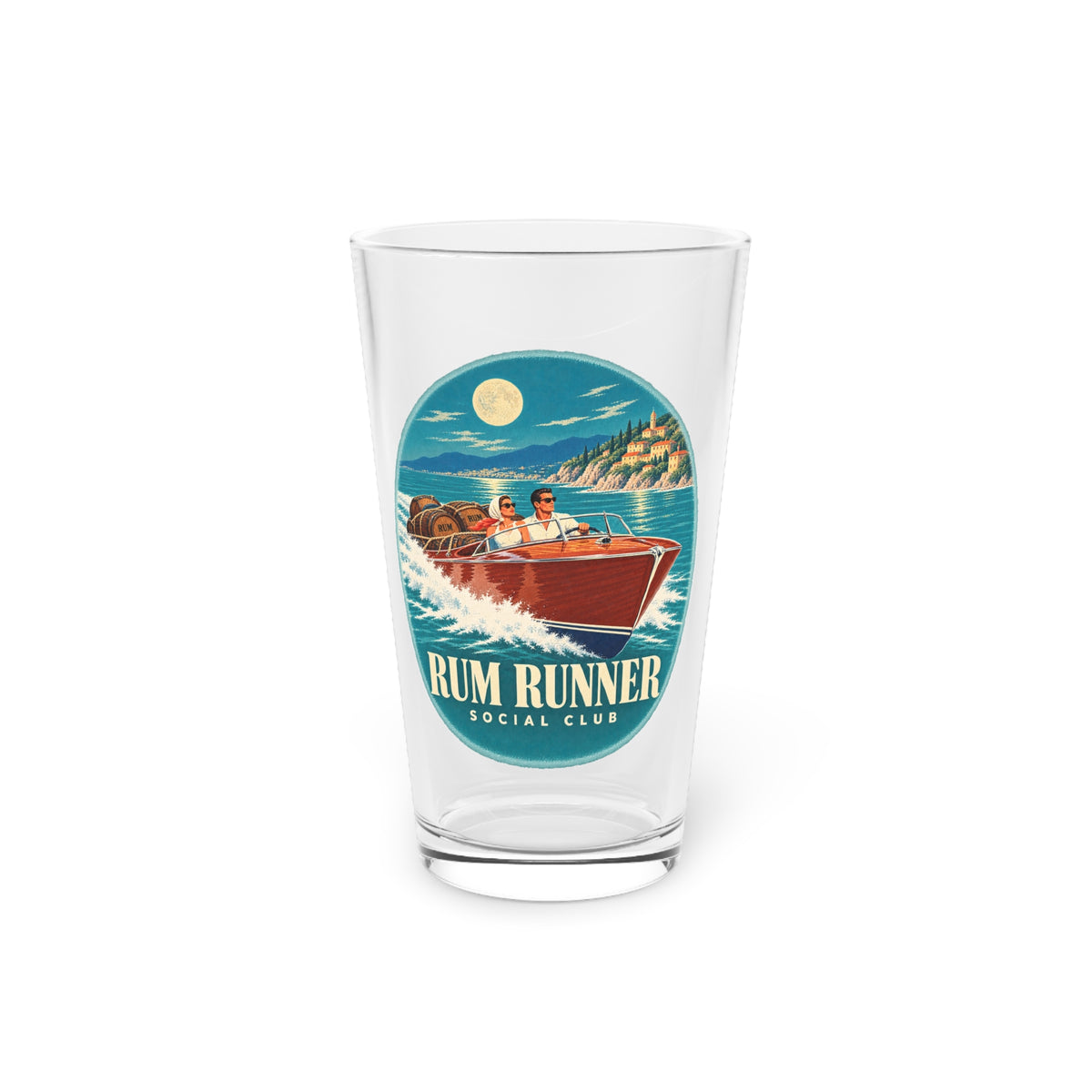 Rum Runner Social Club Pint Glass, 16oz