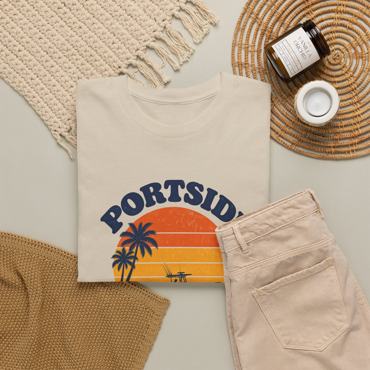 Portside Newport Harbor Sunset Heavy Cotton Tee