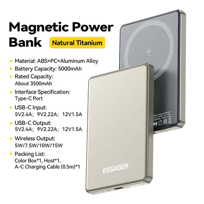 Magnetic 20W Fast-Charge Power Bank, 5000mAh