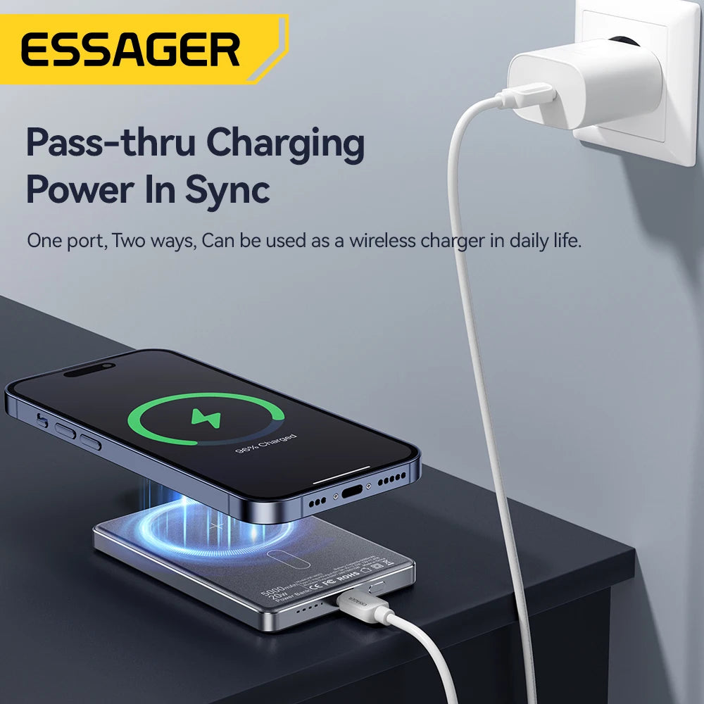 Magnetic 20W Fast-Charge Power Bank, 5000mAh